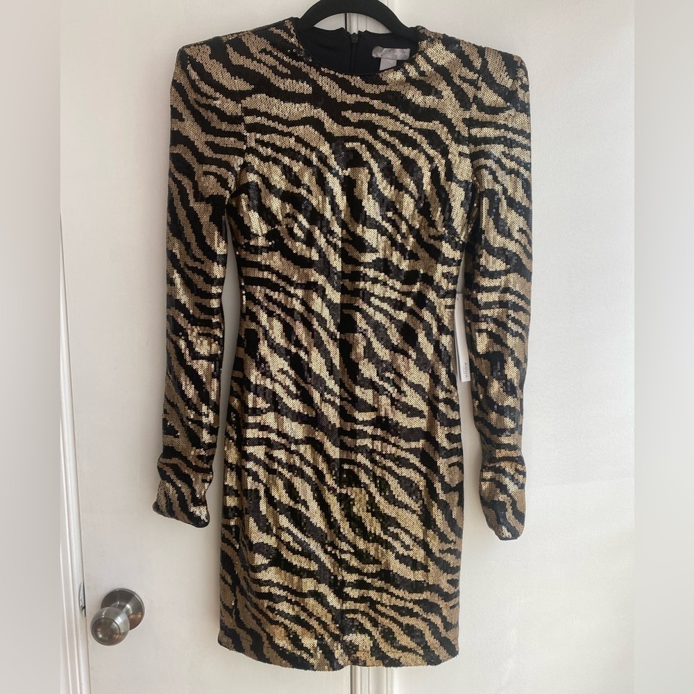 Aqua Zebra Print Sequin cocktail Dress, small